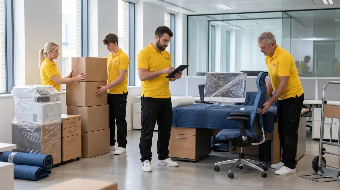 Office move planning with business furniture and equipment